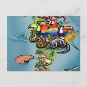 Postale Carte du monde des animaux d'Amérique du Sud