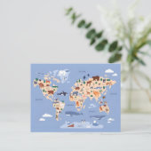 Postale Carte du Monde des Animaux Mignons (Debout devant)