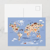 Postale Carte du Monde des Animaux Mignons (Devant / Derrière)