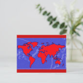 Postale carte du monde des couleurs rouges (Debout devant)