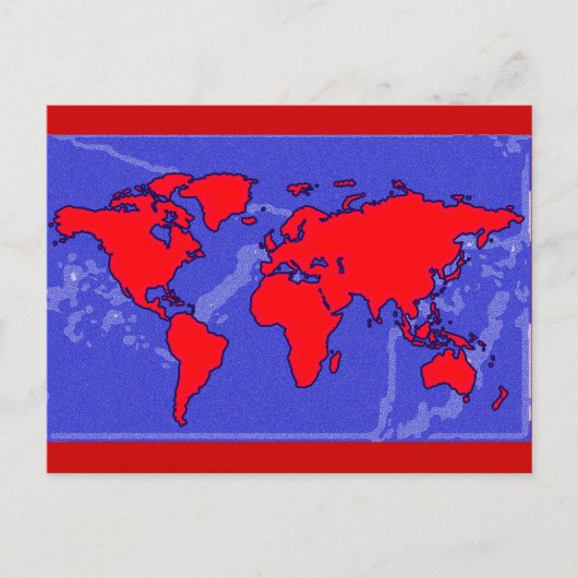 Postale carte du monde des couleurs rouges (Devant)