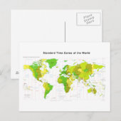 Postale Carte du monde des fuseaux horaires standard 2013 (Devant / Derrière)