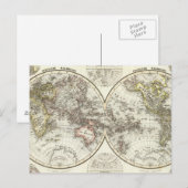 Postale Carte du monde double hémisphère (Devant / Derrière)