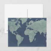 Postale Carte du monde du lin bleu (Devant / Derrière)