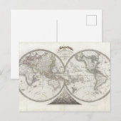 Postale Carte du monde en 2 hémisphères (Devant / Derrière)