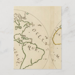 Postale Carte du monde en 4 parties