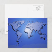 Postale Carte du monde en bleu (Devant / Derrière)