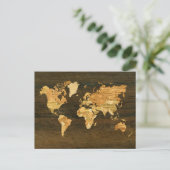 Postale Carte du monde en bois (Debout devant)