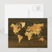 Postale Carte du monde en bois (Devant / Derrière)