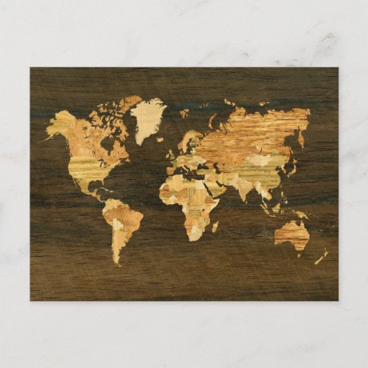 Postale Carte du monde en bois (Devant)