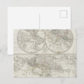 Postale Carte du monde en deux hémisphères (Devant / Derrière)