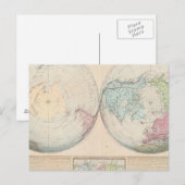 Postale Carte du monde en double hémisphère (Devant / Derrière)