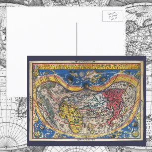 Postale Carte du monde en forme de coeur antique par Peter
