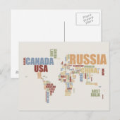 Postale Carte du monde en mots (Devant / Derrière)