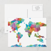 Postale Carte du monde faite de formes géométriques (Devant / Derrière)