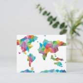 Postale Carte du monde faite de formes géométriques (Debout devant)