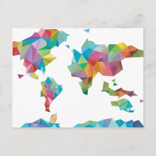 Postale Carte du monde faite de formes géométriques