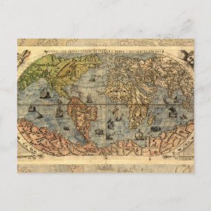 Postale Carte du monde Forlani Antiquev 1565 Renaissance
