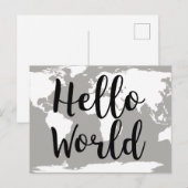 Postale Carte du monde Hello moderne Silhouette (Devant / Derrière)