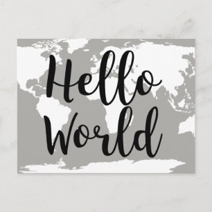 Postale Carte du monde Hello moderne Silhouette