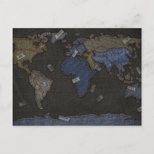 Postale Carte du monde Jeans