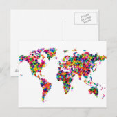 Postale Carte du monde Love Hearts (Devant / Derrière)