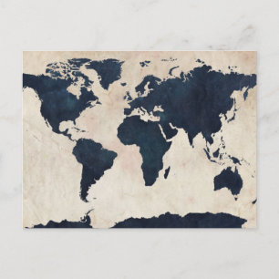 Postale Carte du monde marine en détresse