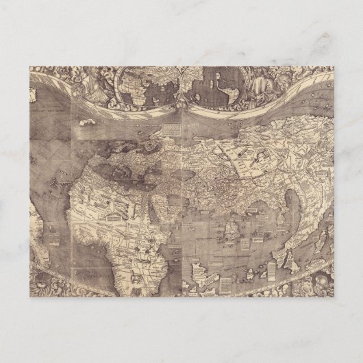 Postale Carte du monde Martin Waldseemuller 1507 (Devant)