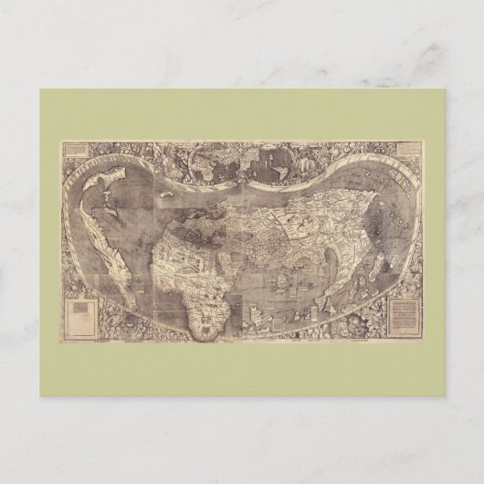 Postale Carte du monde Martin Waldseemuller 1507 (Devant)