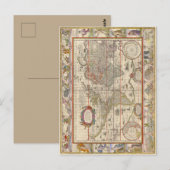 Postale Carte du monde médiéval (par Willem Blaeu) (Devant / Derrière)