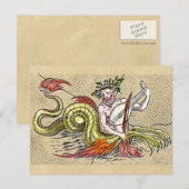 Postale Carte du monde Merman et Lyre (Devant / Derrière)