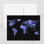Postale Carte du monde noir bleu (Devant / Derrière)
