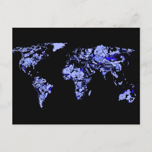 Postale Carte du monde noir bleu (Devant)