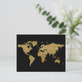 Postale carte du monde noir doré (Debout devant)