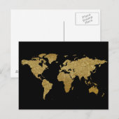 Postale carte du monde noir doré (Devant / Derrière)