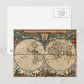 Postale Carte du monde Nova Totius Terrarum Orbis Tabula (Devant / Derrière)