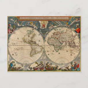 Postale Carte du monde Nova Totius Terrarum Orbis Tabula