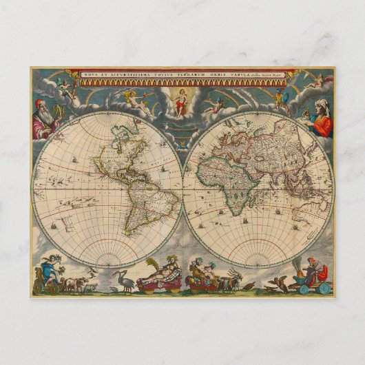 Postale Carte du monde Nova Totius Terrarum Orbis Tabula (Devant)