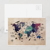 Postale carte du monde océanique (Devant / Derrière)