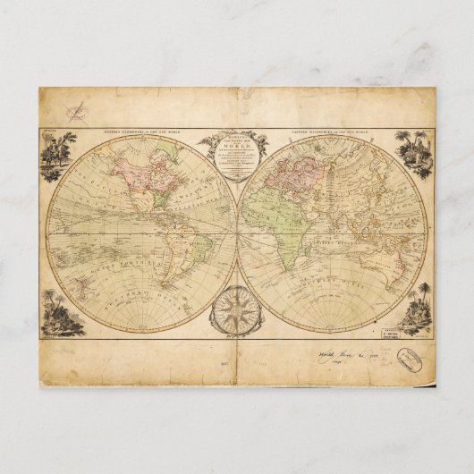 Postale Carte du monde par Carington Bowles (1791) (Devant)