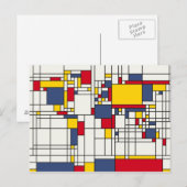 Postale Carte du monde Style Abstrait Mondrian (Devant / Derrière)