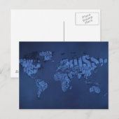 Postale Carte du monde typographique (sombre) (Devant / Derrière)