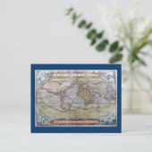 Postale Carte du monde Typus Orbis Terrarum Ortelius 1572 (Debout devant)