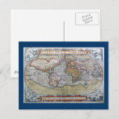 Postale Carte du monde Typus Orbis Terrarum Ortelius 1572 (Devant / Derrière)