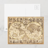 Postale Carte du monde vers 1645 (Devant / Derrière)
