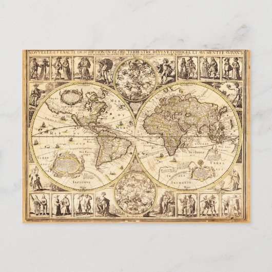 Postale Carte du monde vers 1645 (Devant)