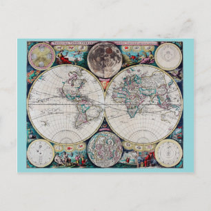 Postale carte du monde vintage