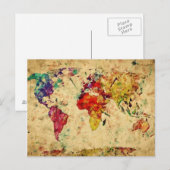 Postale carte du monde vintage (Devant / Derrière)