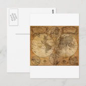 Postale Carte du monde Vintage (Devant / Derrière)