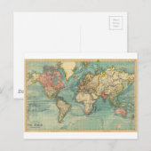 Postale Carte du monde vintage (Devant / Derrière)